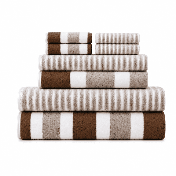 8‑Piece Stripe Towel Set - Ultra‑Absorbent Bath Towels, Washcloths & Towels for Spa‑Like Comfort at Home or Hotel – Soft, Durable, and Easy to Clean in Elegant