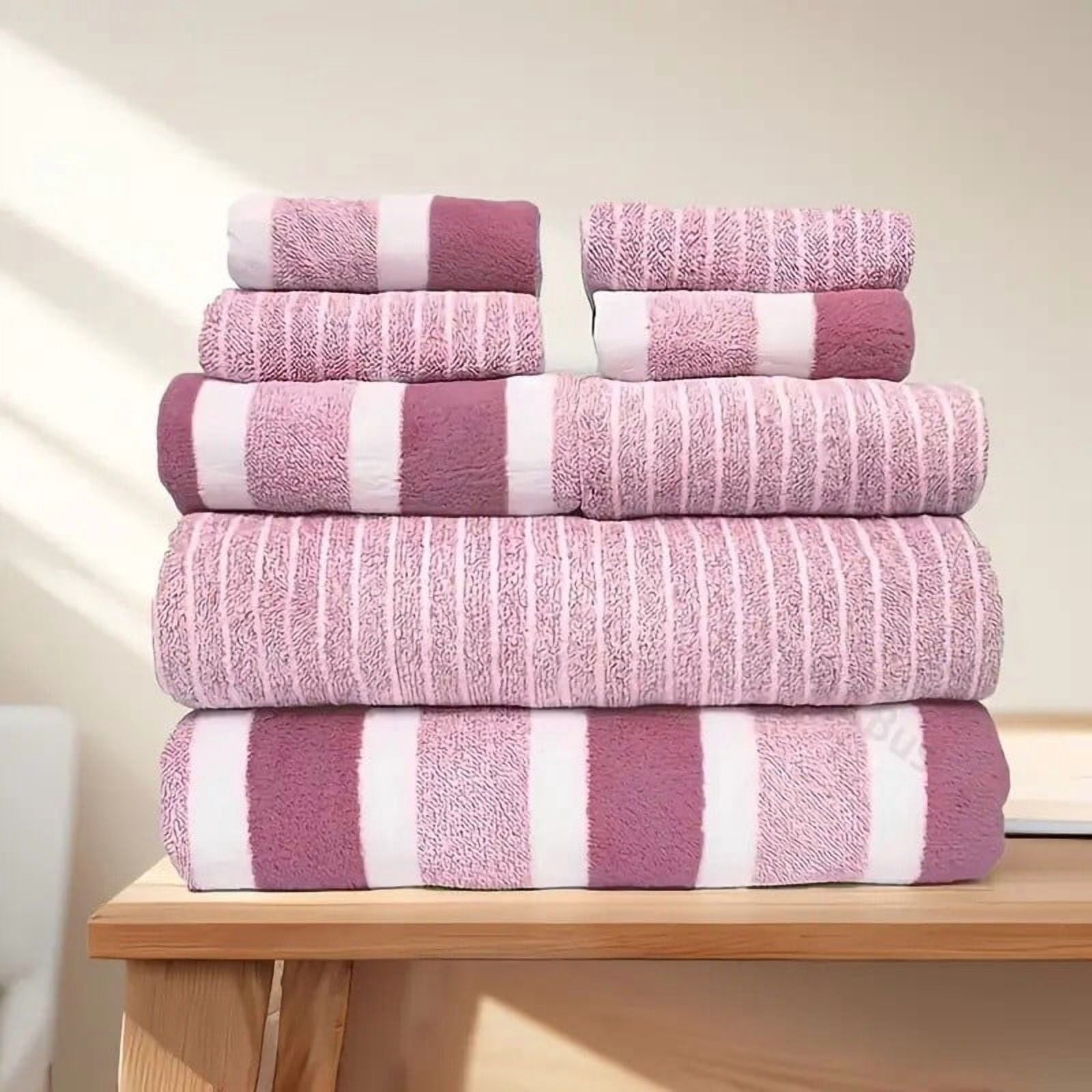 8 Piece Striped Towel Set Absorbent Bathroom Towels 2 Bath Towels 2 Hand Towels 4 Towels Home Bathroom Hotel and Spa Salon Towels Bathroom Supplies 37X27X16cm Home Decor