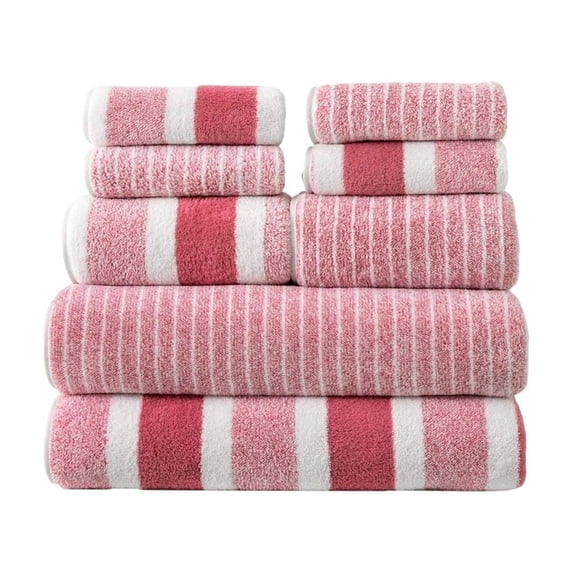 8 Piece Striped Towel Set Includes 2 Bath Towels 2 Hand Towels 4 Wash Cloths Soft Absorbent Cotton Bathroom Towels for Home Hotel Spa Salon Gym Swimming Pool
