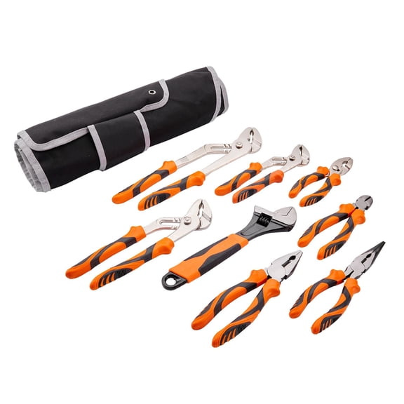 8-Piece Tool Kit with Pliers and Wrench Set, Includes Adjustable Wrench, Cutting Pliers, and Storage Pouch for Home Repair