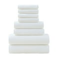 thumbnail image 1 of 8 Piece Towel Set 100% Cotton, 2 Bath Towels 27x55, 2 Hand Towels 13x29 and 4 Washcloths 13x13 - Ultra Soft Highly Absorbent Machine Washable Hotel Spa Quality - White, 1 of 9