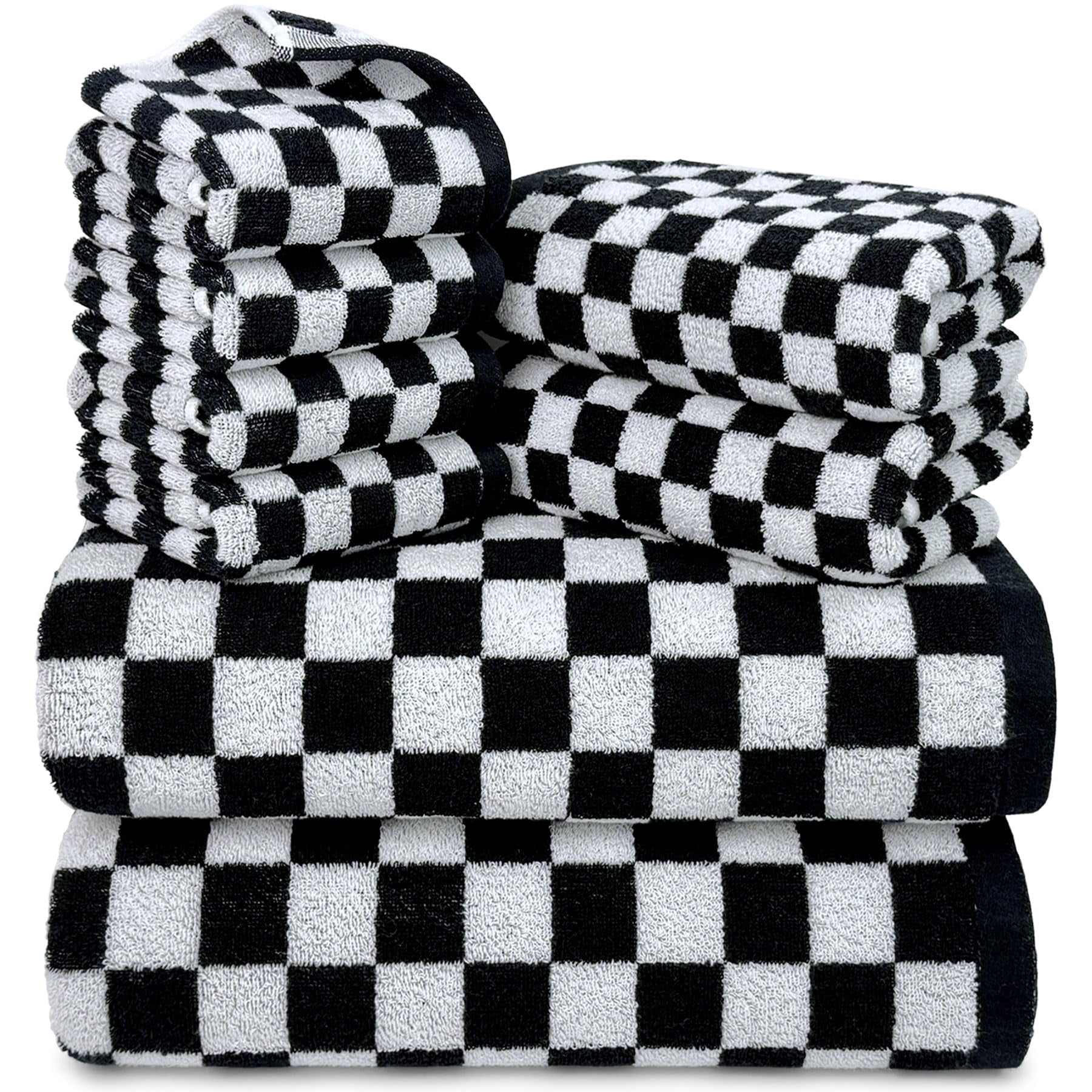 8-Piece Towel Set: Includes 2 large bath towels (27.5"x55"), 2 versatile hand towels (13"x29"), and 4 washcloths (13"x13"), providing all the essentials for bathroom, guest rooms, dorms, or travel