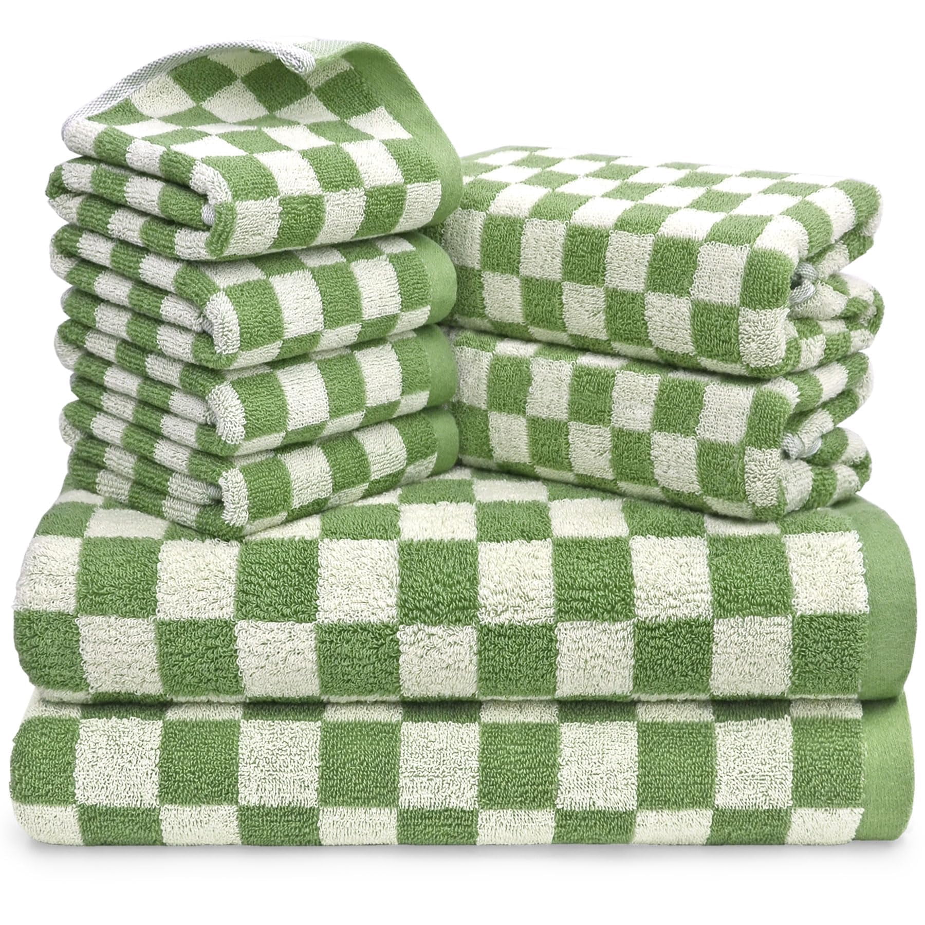8-Piece Towel Set: Includes 2 large bath towels (27.5"x55"), 2 versatile hand towels (13"x29"), and 4 washcloths (13"x13"), providing all the essentials for bathroom, guest rooms, dorms, or travel