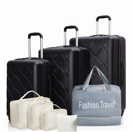 8-Piece Travel Luggage Set, ABS Hardshell Suitcases with Spinner Wheels & Storage Bags