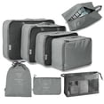 thumbnail image 1 of 8-Piece Travel Packing Cubes Set Foldable Luggage Organizer,Lightweight Nylon Storage Bags for Suitcase,Travel Essentials Clothes Shoes Toiletry Packing Gray, 1 of 3