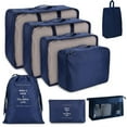 thumbnail image 1 of 8-Piece Travel Packing Cubes Set Foldable Luggage Organizer,Lightweight Nylon Storage Bags for Suitcase,Travel Essentials Clothes Shoes Toiletry Packing Navy, 1 of 2