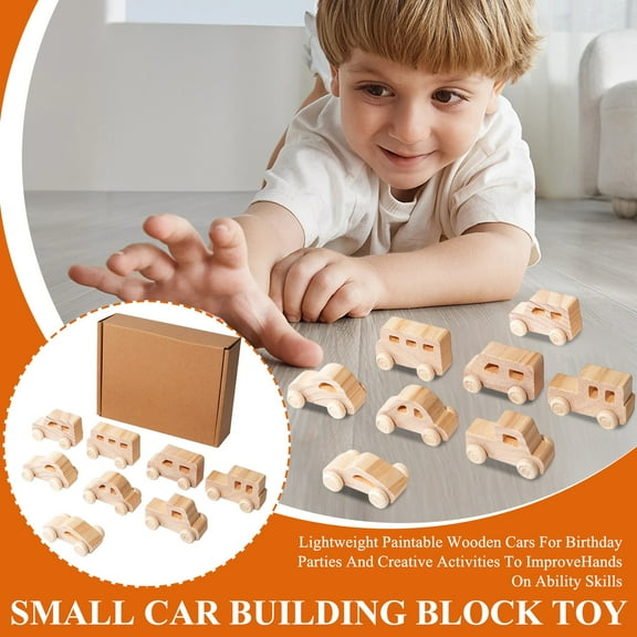 8 Piece Unfinished Wooden Car Diy Craft Kit, Lightweight Paintable Unfinished Wooden Cars For Creative Diy Projects, Designed To Enhance Fine Motor Skills, Suitable For Birthday