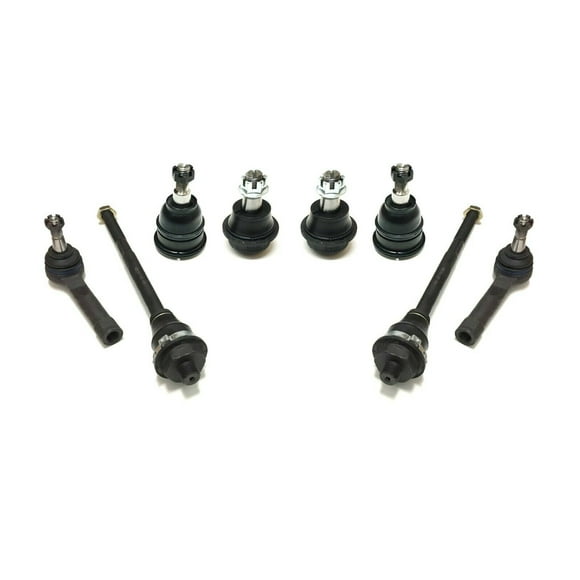 8 Piece Upper Lower Ball Joints Inner Outer Tie Rod Ends Front Suspension Kit for Torsion Bar Steel Control Arm