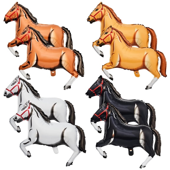 8 Piece Western Cowboy Horse Foil Balloons Set for Birthday Party