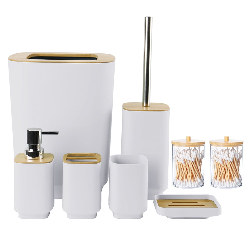 Glass Toilet Bowl Cleaner Set - Teal Blue Brush, Holder & Wastebasket For Bathroom Organization