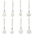 thumbnail image 1 of 8-Piece White Kitchen Utensil Set with Gold Handles, Stainless Steel Cooking Tools, Includes Spatulas, Ladle, Spoons for Nonstick Cookware (Gold and White), 1 of 8