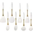 thumbnail image 1 of 8-Piece White Kitchen Utensil Set with Gold Handles, Stainless Steel Cooking Tools, Includes Spatulas, Ladle, Spoons for Nonstick Cookware (Gold and White), 1 of 8