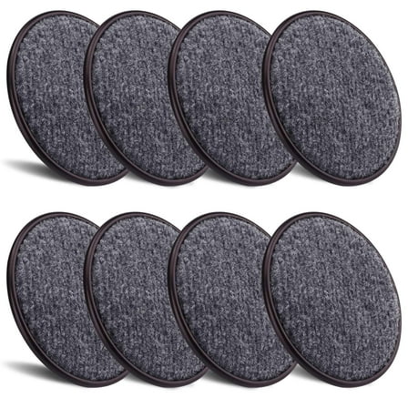 8 Pieces 1 3/5" Round Furniture Sliders, Heavy Duty Furniture Pads Cups with Carpet Base, Reusable Floor Protectors for Hardwood Vinyl Tile Couch Table Chair Bottom (Brown)
