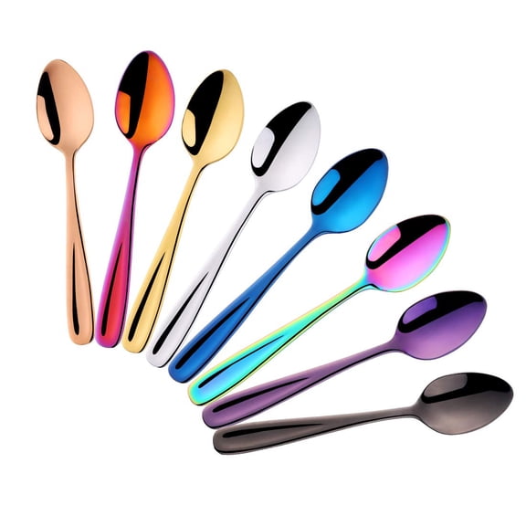 8 Pieces 18/10 Dessert Spoons Teaspoons Small Coffee Spoons Espresso Spoons, 5.5 Inch (multicolor)