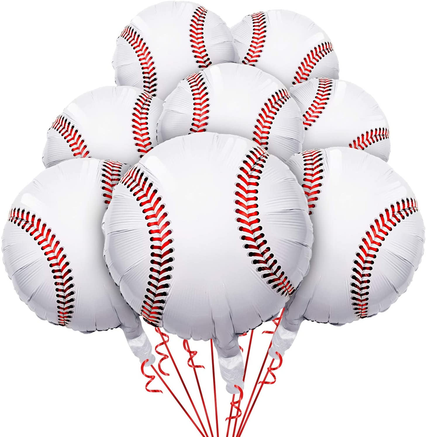 GROUPNINEET 8 Pieces 18 inches Baseball Balloons Foil Mylar Baseball Balloons for Baby Shower Birthday Party Sports Themed Party Decor Supplies
