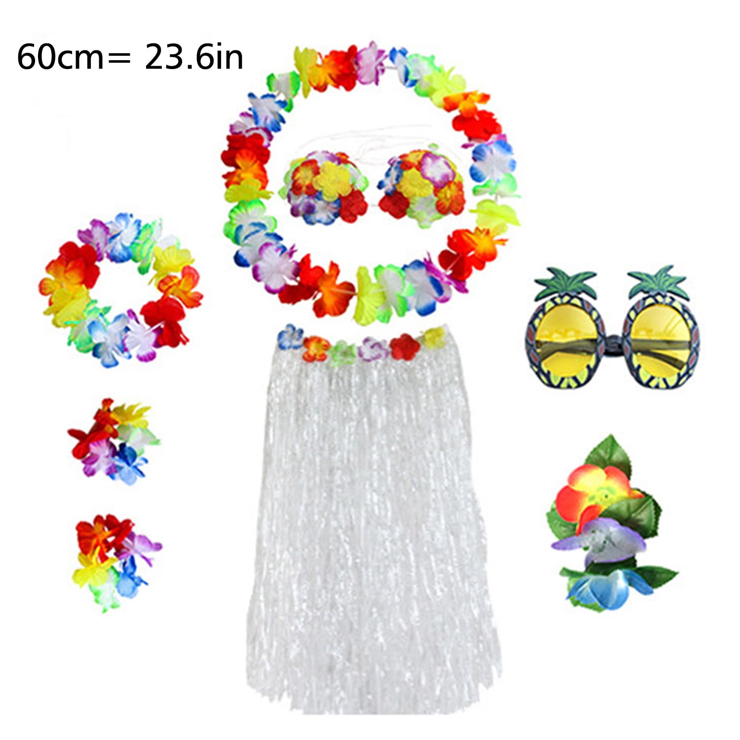 8 Pieces 23.6 Inch Hawaiian Hula Skirt Costume Set Necklace Garland  Bracelet Bikini Top for Women Tropical Luau Party Decoration - Walmart.com
