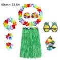 thumbnail image 1 of 8 Pieces 23.6 Inch Hawaiian Hula Skirt Costume Set Necklace Garland Bracelet Bikini Top for Women Tropical Luau Party Decoration, 1 of 7