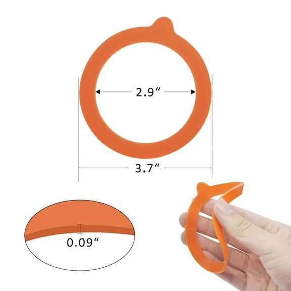 8 Pieces 3.75" Silicone Replacement Gasket for Jars, Airtight Rubber Seals Rings for Glass Clip Top Jars, Leakproof Silicone Gasket Sealing Rings for Mason Jars, Elastic and Fits Most Sizes, Orange