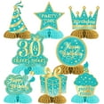 thumbnail image 1 of 8 Pieces 30th Birthday Decorations for Women Teal, Happy 30th Birthday Honeycomb Centerpieces, Cheers to 30 Years Table Decorations for Thirty Year Old Bday Party, 1 of 7
