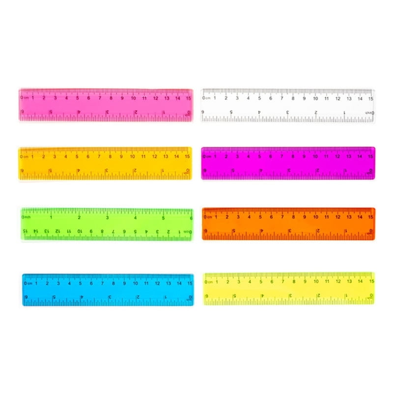 8 Pieces 6 Inch Transparent Ruler Plastic Rulers Straight Ruler Math 