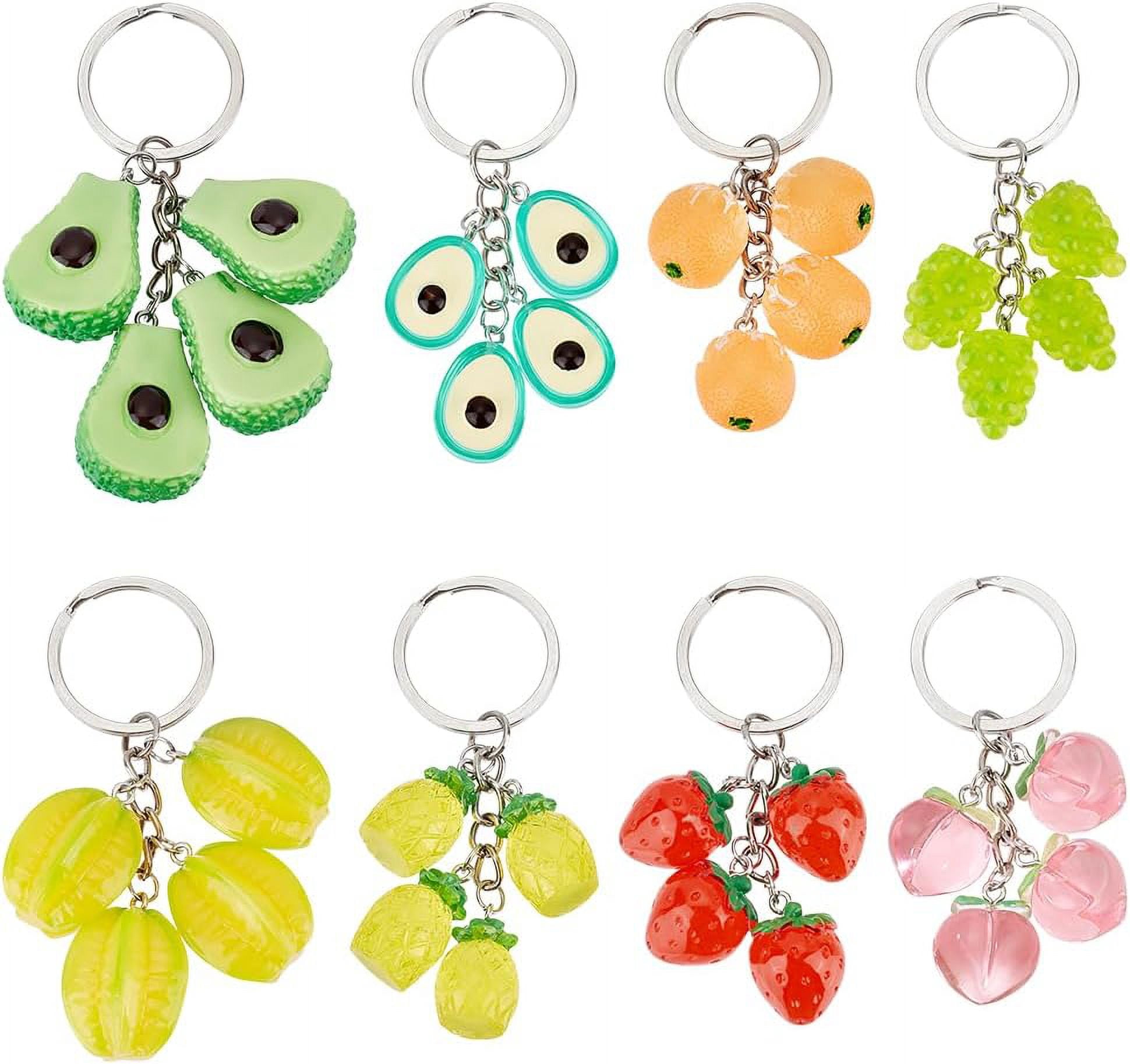 8 Pieces 8 styles 3 Inch Fruit Pendant Keychain Fruit Shape Resin ...