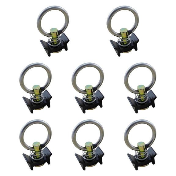 8 Pieces Anchor Track Stud Fitting L Track Points Tie Down O Rings Heavy Duty for Enclosed Trailers Trucks Motorcycles