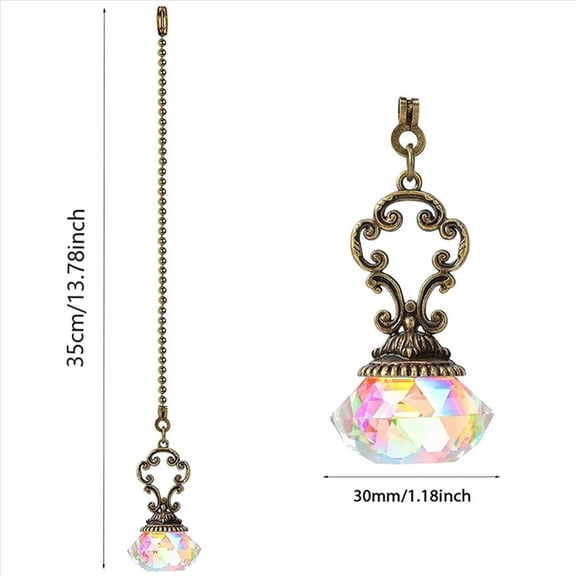 8 Pieces Artificial Crystal Ceiling Fan Pull Chains Chain Extension with Connector for Light Desk Lamp