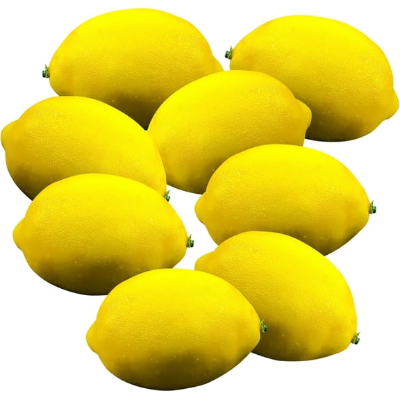 8 Pieces Artificial Lemons Realistic Decorative Kitchen Home Yellow Lemons Fake Fruit Decoration Fake Fruit Lifelike Simulation Fake Fruit For Party Decoration (3.3X2.2in)