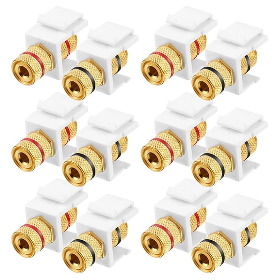 8 Pieces Banana Jack Binding Post Keystone Jack Insert, Black and Red Rings Audio Speaker Keystone Connector Screw Type
