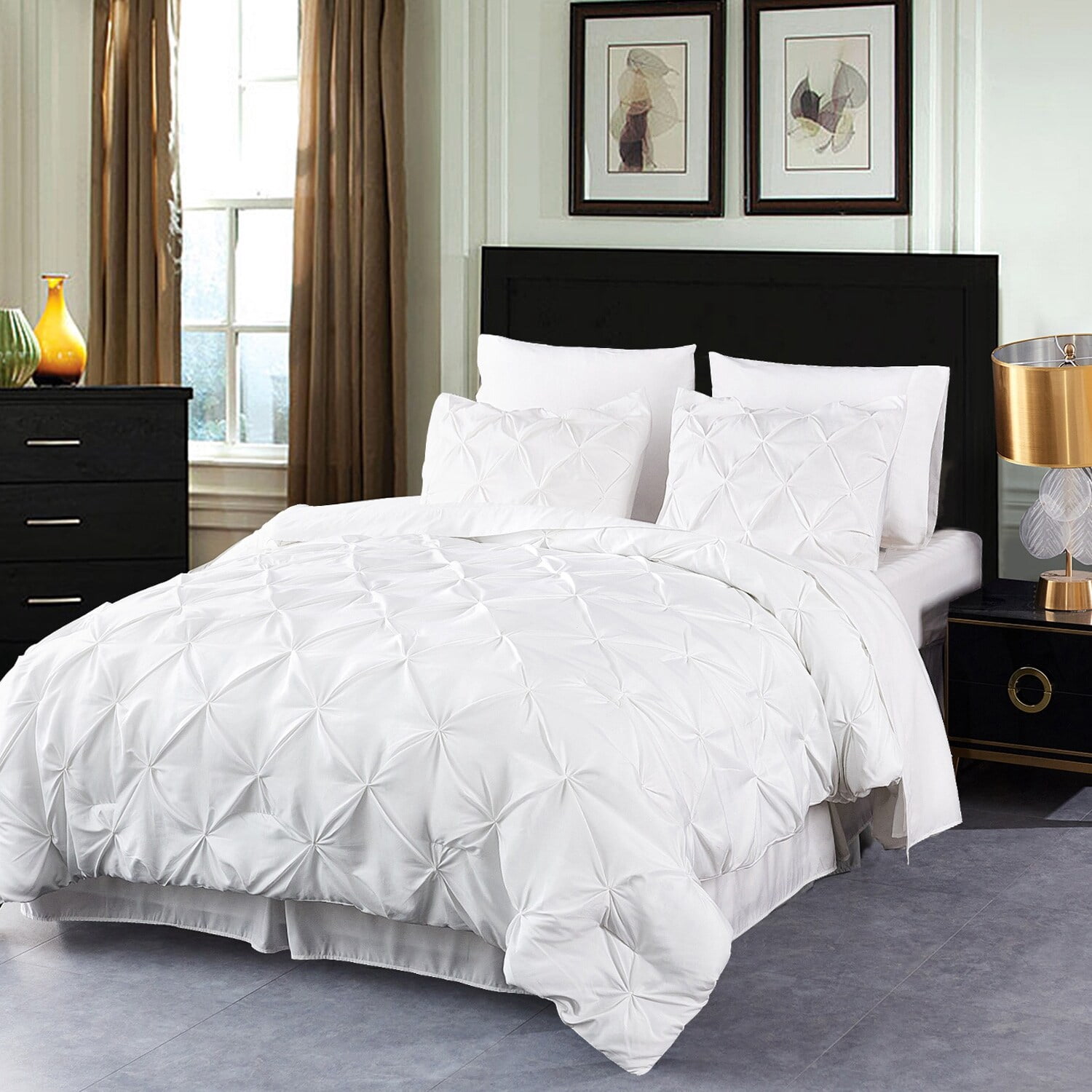 Mainstays 11-Piece Bed in a Bag Comforter Set with Sheets, Cream Ruffle, Queen