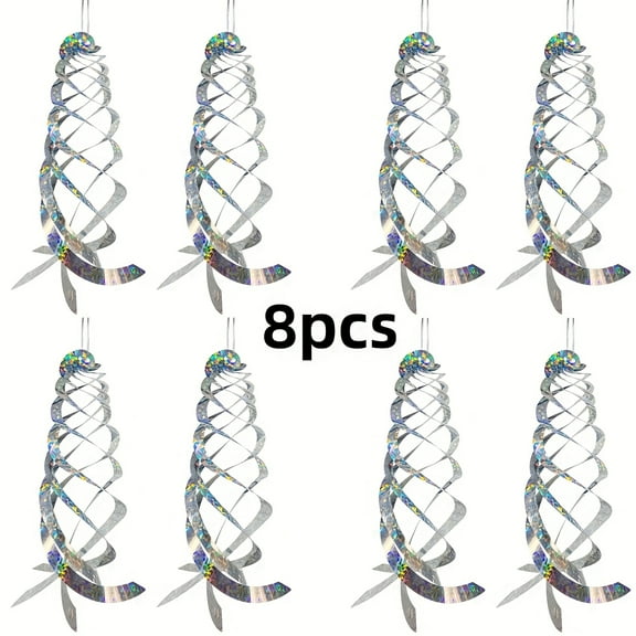 8 Pieces Bird Repellent Spiral Reflector 15.8 Inch Hanging Reflective Bird Repellent Device for Repelling Birds, Grouse, Pigeons, Geese Away from House Garden Pond