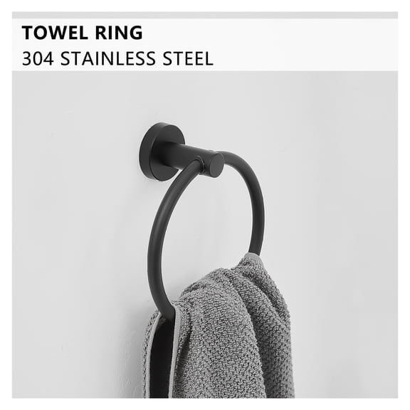 8-Pieces Black Bathroom Accessories Set, Stainless Steel Bathroom Set, Bath Towel Bar Set, Towel Racks for Bathroom Wall Mounted. Black + Bathroom + Classic,Industrial,Modern + Stainless Steel