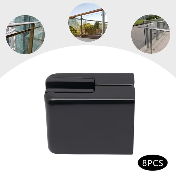 8 Pieces Black Glass Clamp Clip Stainless Steel Glass Clamp Clip Modern Black Square Glass Clamp Clip