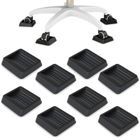 8 Pieces Black Grill Leveling Shims, Non Slip Rubber Caster Cups Pads, Anti-Scratch Square Wheel Stopper for Furniture Floor Couch Chair Griddle Outdoor Grass