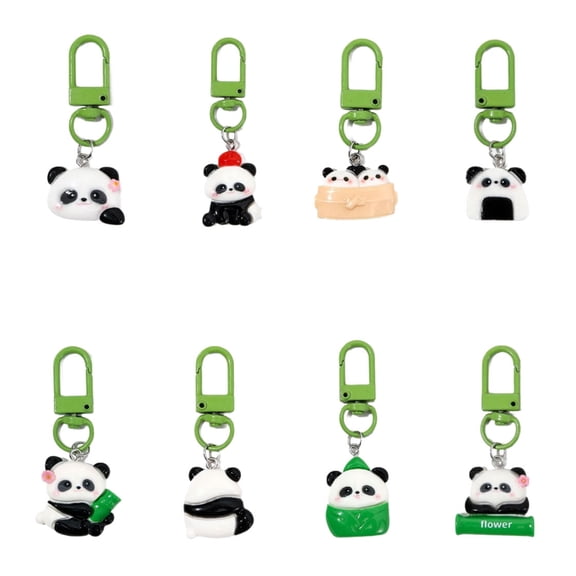 8 Pieces Cartoon Panda Keychains Fun and Multifunctional for Keys and Accessories Craft from Sturdy Acrylic Materials