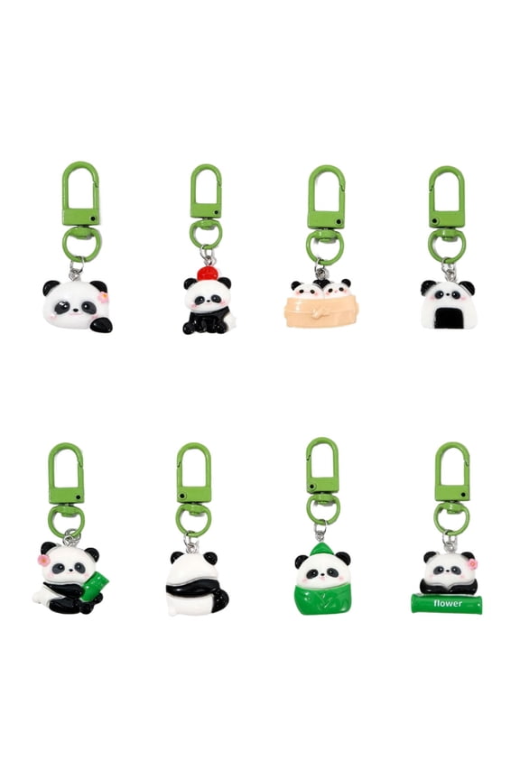 8 Pieces Cartoon Panda Keychains Fun and Multifunctional for Keys and Accessories Craft from Sturdy Acrylic Materials