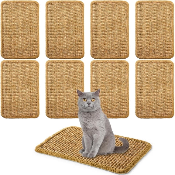 8 Pieces Cat Scratcher Mat with Adhesive Loop Tape Scratch Mat for Cats, 7.8 x 11.8 Inch, Sisal Material
