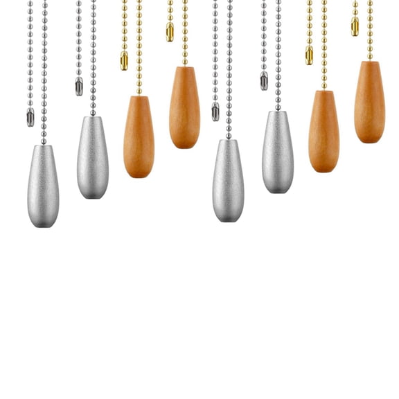 8 Pieces Ceiling Fan Chain Pulls Wooden Pull Chain Extension Pull Chain for Ceiling Light Lamp (Silver and Wood Color),2 set x fan pull chain,Log color & silver