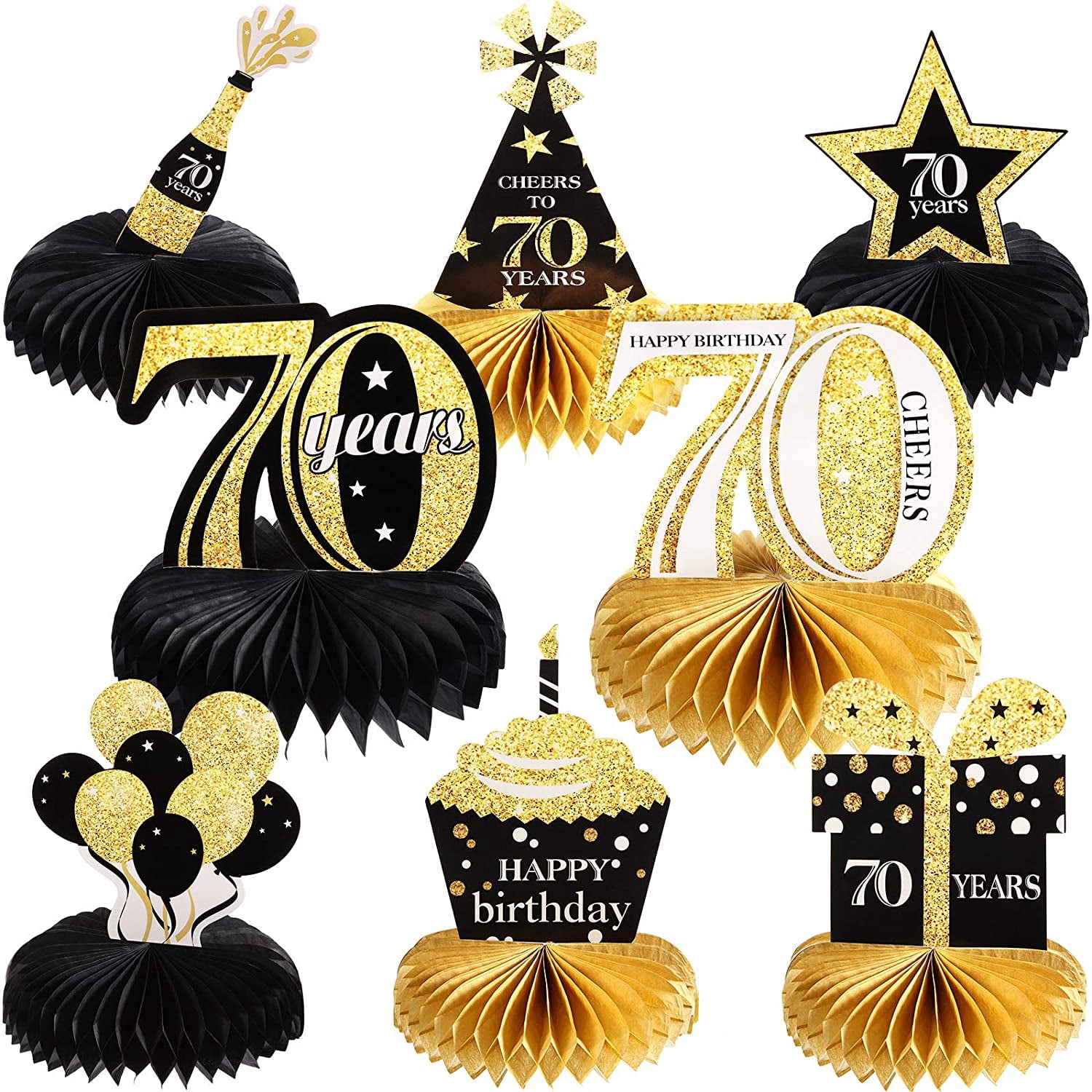 8 Pieces Cheers to 70 Years Birthday Decorations 70th Birthday