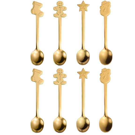 8 Pieces Christmas Spoon Set Stirring Creative Stainless Steel Coffee Tea Soup Dessert for Drink Mixing Milkshake Jam - Style 2