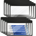 thumbnail image 1 of 8 Pieces Clear Zipper Pouches Pencil Pouches PVC Makeup Pouch Envelopes Folder Storage Multi purpose Pouch Document File Organization Bags, Office Supplies (Black Edging, 11.5 x 7 Inches), 1 of 7
