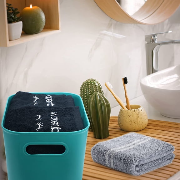 8 Pieces Colorful Storage Bins with Lid, Plastic Storage Basket Organizing Container Stackable Box with Handle for Shelves Desktop Playroom Office(10.2 x 7 x 6.3 Inch,Multi-colored)