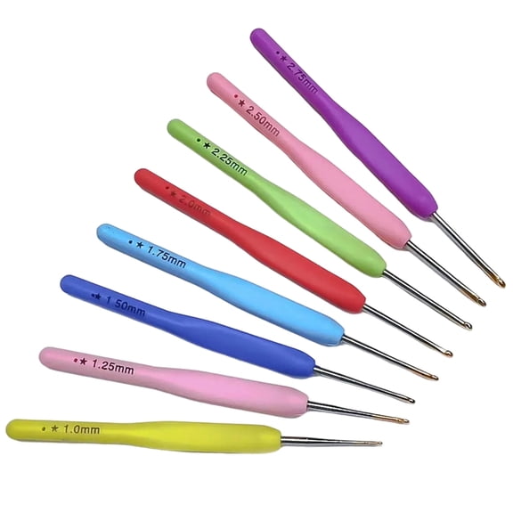 8 Pieces Crochet Hook 1MM to 2.75MM Ergonomic Crochet Hook for Lace Pattern