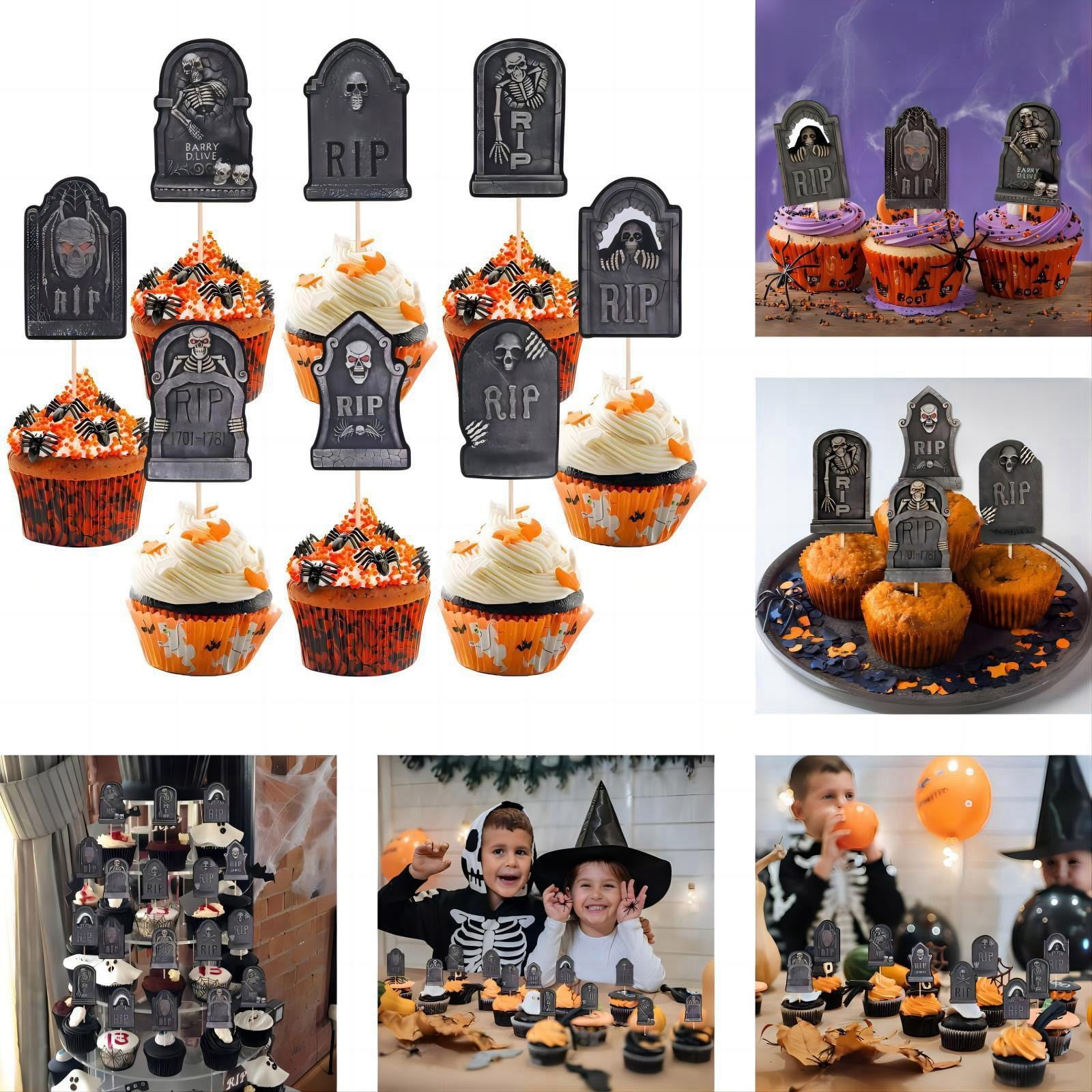 8 Pieces Cupcake Decorations Cemetery Cake Picks Cupcake Decorations