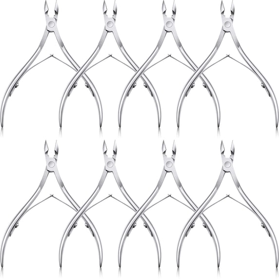 8 Pieces Cuticle Nippers Stainless Steel Cuticle Trimmer Pointed Blade Cuticle Cutter Clipper Dead Skin Remover Scissors Manicure Tools for Fingernails and Toenails (Silver)