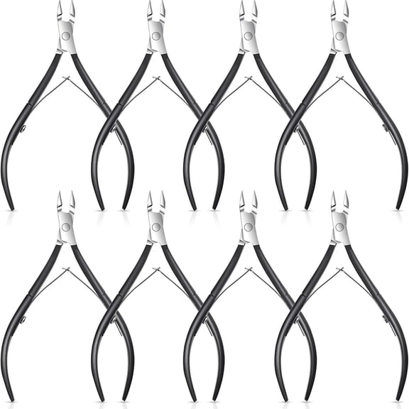 8 Pieces Cuticle Nippers Stainless Steel Cuticle Trimmer Pointed Blade Cuticle Cutter Clipper Dead Skin Remover Scissors Manicure Tools for Fingernails and Toenails (Black)
