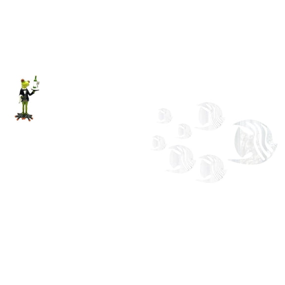 8 Pieces Desktop Figurine Waiter Frog Statue Fish Wall Decals Removable Resin Art Decor for Living Room Office Bedroom