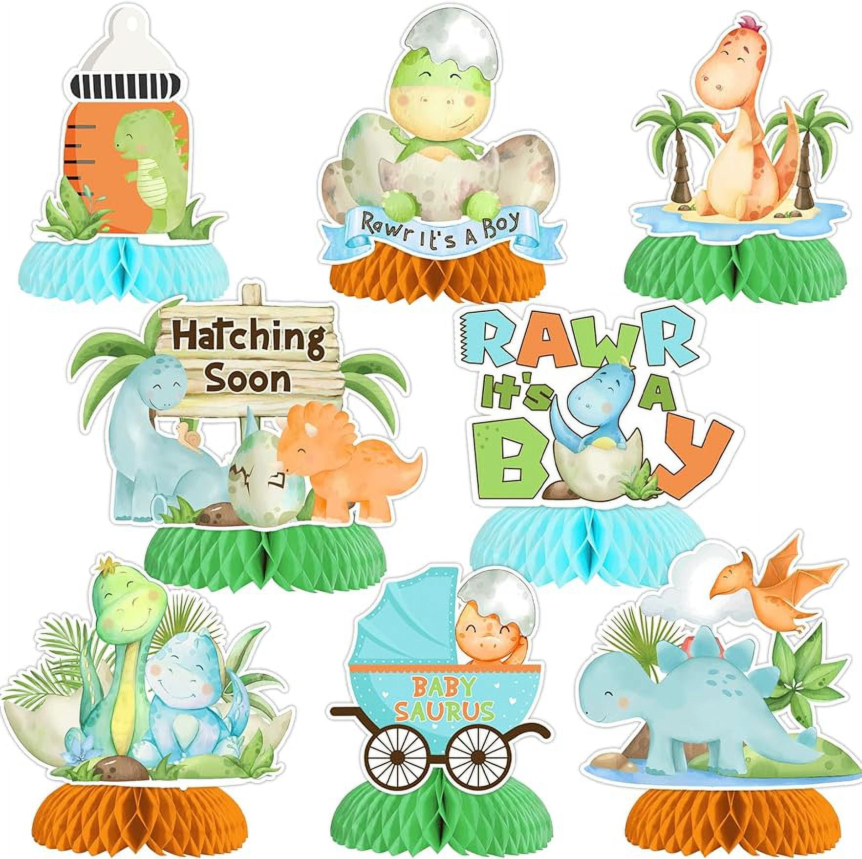 Joymemo Dinosaur Baby Shower Decorations Honeycomb Centerpieces for Boys