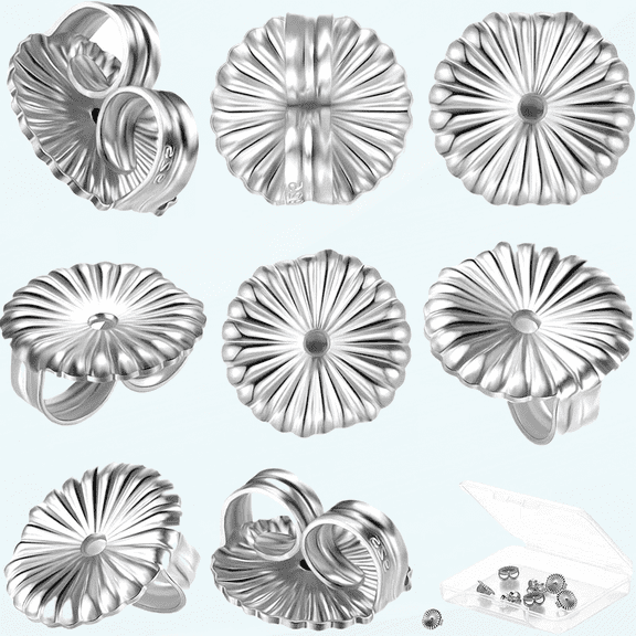 8 Pieces Earring Backs for Droopy Ears Large Earring Backs for Studs Replacement Secure Earring Lifters for Heavy Earring (Platinum,9 mm)