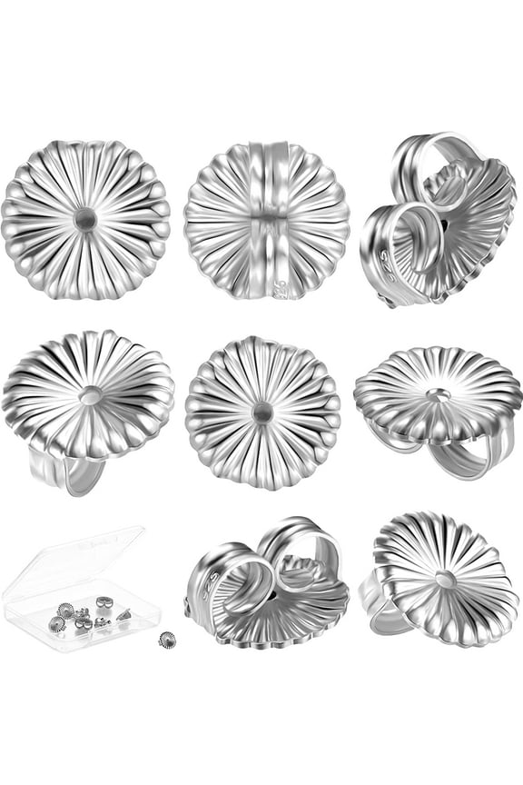 8 Pieces Earring Backs for Droopy Ears Large Earring Backs for Studs Replacement Secure Earring Lifters for Heavy Earring (Silver,9 mm)